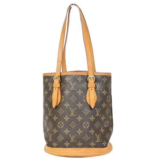 LOUIS VUITTON BUCKET PM Shoulder Tote Bag Monogram Leather Brown M42238 31FA771 - Picture 2 of 13